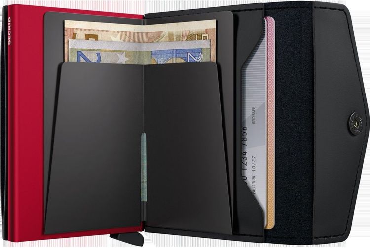 Secrid cardhouder + muntzakje (EM envelope wallet matte black red) - Schoenen New Van Herck (Turnhout)