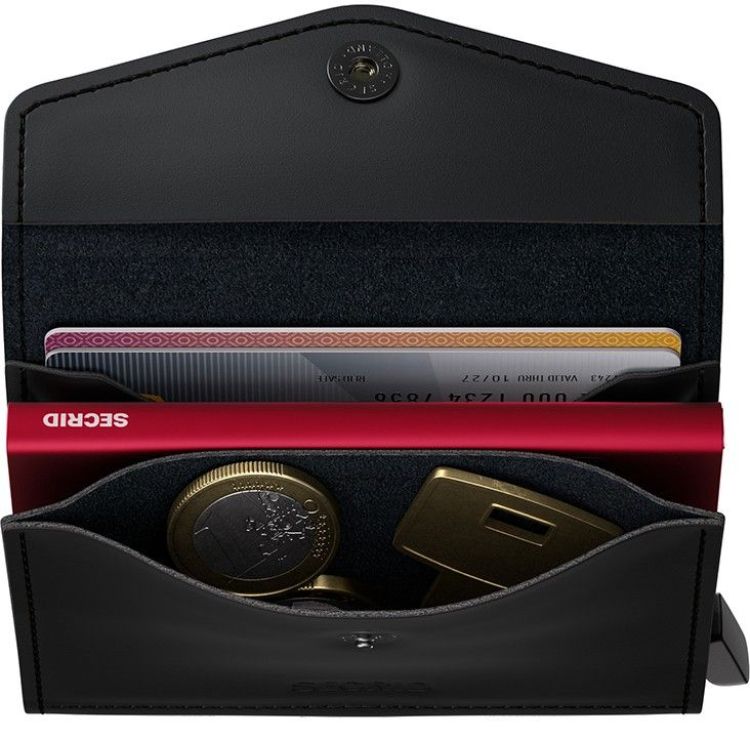 Secrid cardhouder + muntzakje (EM envelope wallet matte black red) - Schoenen New Van Herck (Turnhout)
